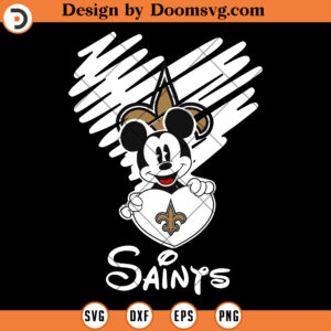 Orleans Saints SVg, Saints Mickey Love Heart SVG, NFL svg, NFL Football Team SVG