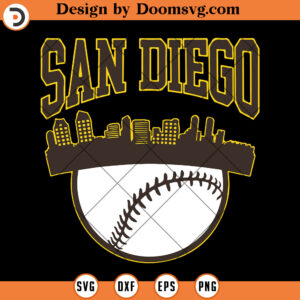 San Diego Baseball Minimalist SVG, SD City Skyline SVG