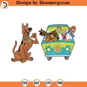 Scooby Doo In A Car SVG, Cartoon Velma Dinkley Daphne Blake SVG Files For Cricut