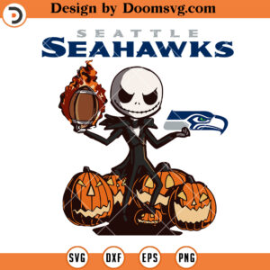 Seattle Seahawks Jack Skellington SVG, NFL Football Team Halloween SVG Files For Cricut