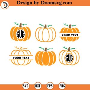 Silhouette Pumpkin Bundle SVG, Monogram Pumpkin SVG