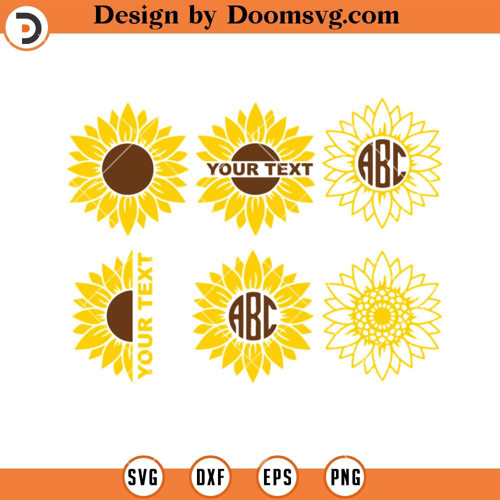 Simple Sunflower SVG, Half Sunflower SVG, Silhouette Sunflower SVG