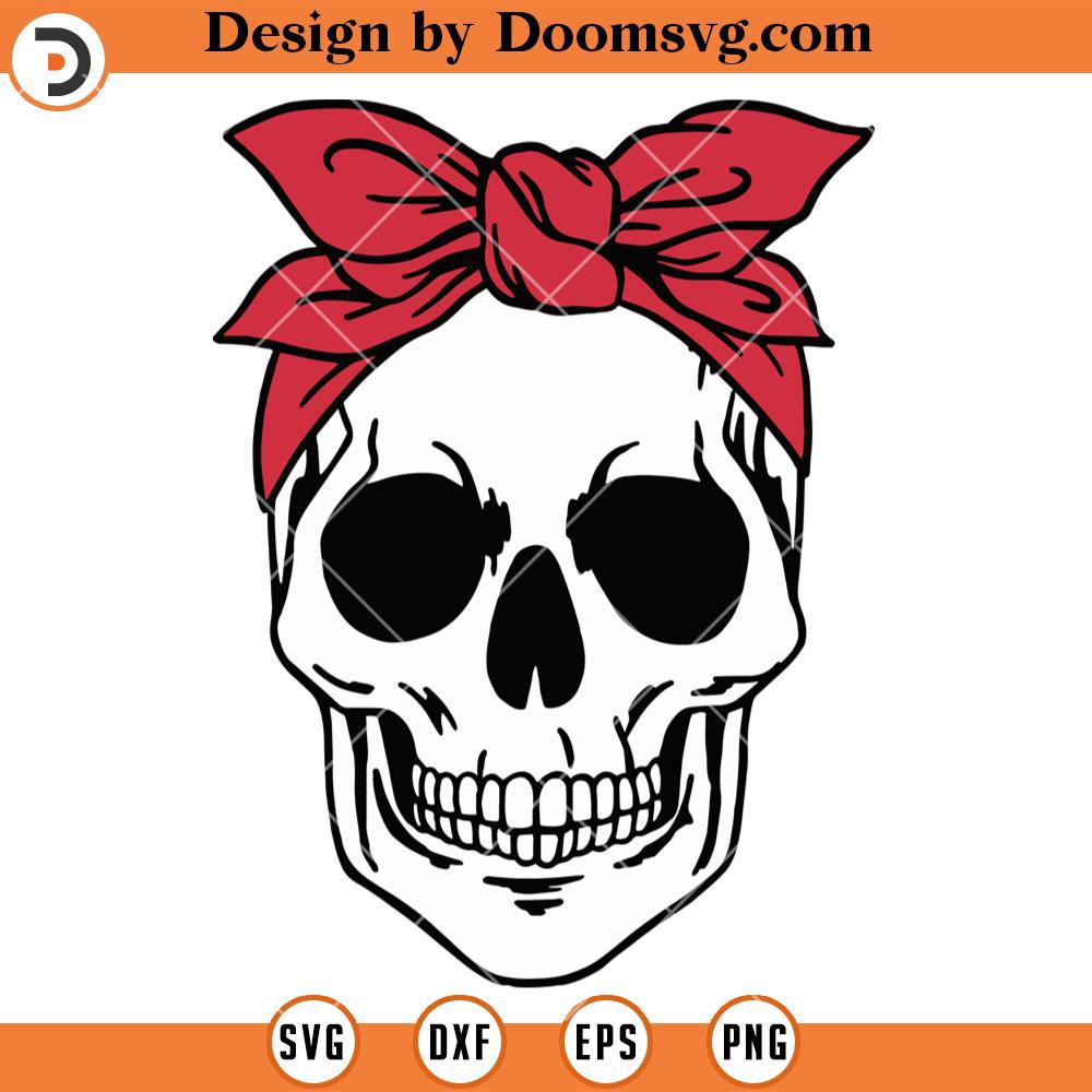 Skull Bandana SVG, Skull Halloween SVG - Doomsvg