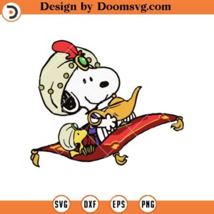 Snoopy Aladin Magic With Lamp SVG, Snoopy Aladin Flying Carpet SVG