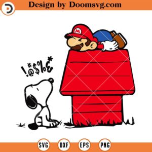Snoopy And Mario On House SVG, Funny Snoopy Matio SVG