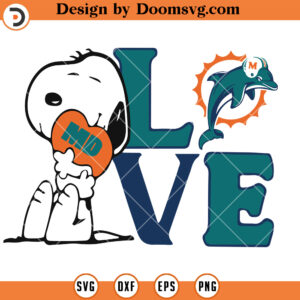 Snoopy Love Dolphins SVG, Dolphins NFL Football Team SVG Files For Cricut