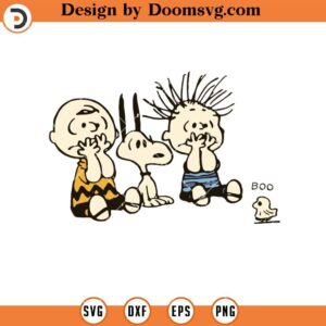 Snoopy With Friends Cover Your Mouth SVG, Charlie Brown Linus Van Pelt Funny Snoopy SVG