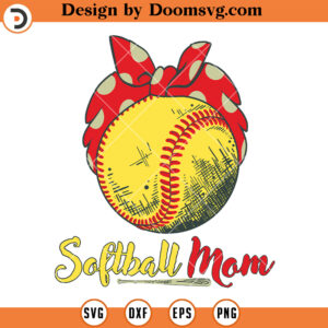 Softball Mom With Headband SVG, Softball Mom SVG Files For Cricut