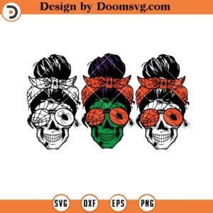 Spide Mom Skull SVG, Momster Halloween SVG, Mom Skull Messy Bun SVG