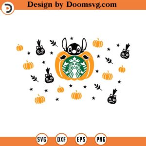 Stitch Halloween Starbucks Cup Wraps SVG, Cartoon Cup Wraps SVG