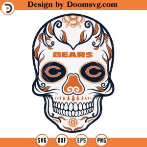 Sugar Skull Chicago Bears SVG, Chicago Bears SVG, NFL Football Logo Team SVG Files
