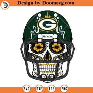 Sugar Skull In Helmet Packers SVG, Green Bay Packers SVG, NFL Football SVG