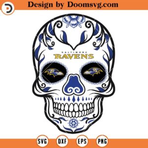 Sugar Skull Ravens SVG, Baltimore Ravens SVG, NFL Football Team SVG Files For Cricut