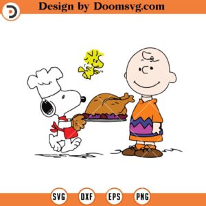 Thanks Giving Snoopy SVG, Snoopy And Charlie Brown With Chicken, Funny Snoopy SVG