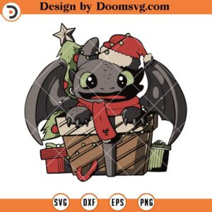 Toothless Dragon Christmas SVG, Dragon Cartoon SVG Files For Cricut