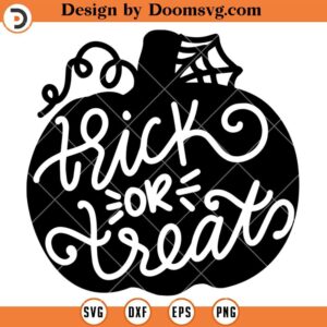 Trick Or Treat Pumpkin Silhouette SVG, Spider Web And Pumpkin SVG, Halloween SVG