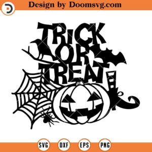 Trick Or Treat SVG, Pumpkin Face SVG, Silhouette Halloween SVG