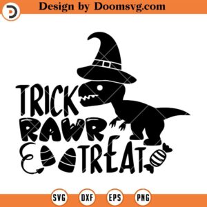 Trick Rawr Treat Dinosaur SVG, Silhouette Halloween SVG