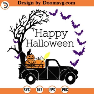 Truck Carrying Pumpkin SVG, Truck Halloween SVG