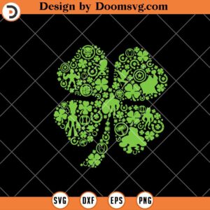 4 Leaf Clover Made of Super Hero Marvel SVG, Comic St Patricks Day SVG