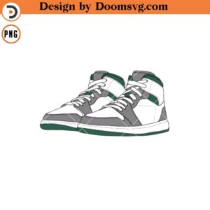 Air Jordan 1 Mid Pine Green Smoke Grey PNG, Sneakers PNG Download