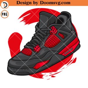 Air Jordan 4 Retro Red Thunder PNG, Sneaker Art PNG Download