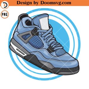 Air Jordan IV UNC Blue PNG, Sneaker Art PNG Download