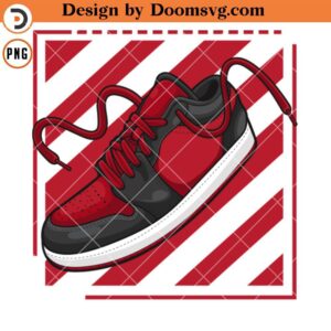 Air Jordan1 Black Gym Red PNG, Sneaker PNG Download