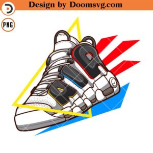 Air More Uptempo 96 Trading Cards PNG, Primary Colors Sneaker Art PNG Download