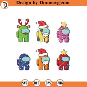 Among Us Characters Christmas SVG, Christmas Gamer SVG