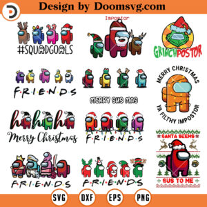 Among Us Christmas Bundle SVG, Merry Christmas Gamer SVG