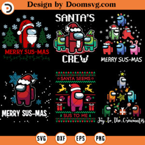 Among Us Christmas Bundle SVG, Merry Christmas Gamer SVG