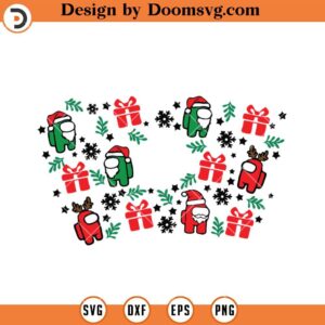 Among Us Christmas Starbucks Wrap SVG, Gamer Christmas SVG