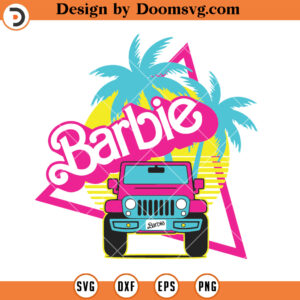 Barbie Offroad Car Convertible Pink SVG, Barbie Retro 80s SVG