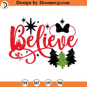 Believe Mickey Head SVG, Christmas Disney Mickey SVG