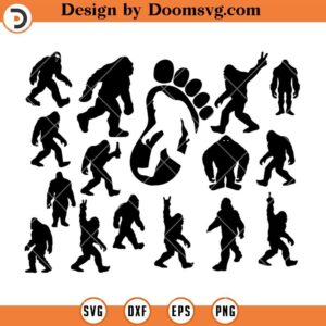 Bigfoot Bundle Silhouette SVG, Sasquatch Bigfoot Silhouette SVG