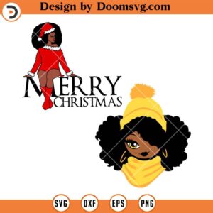 Black Girl Santa SVG, Afro Girl Fluff Hair SVG File For Cricut