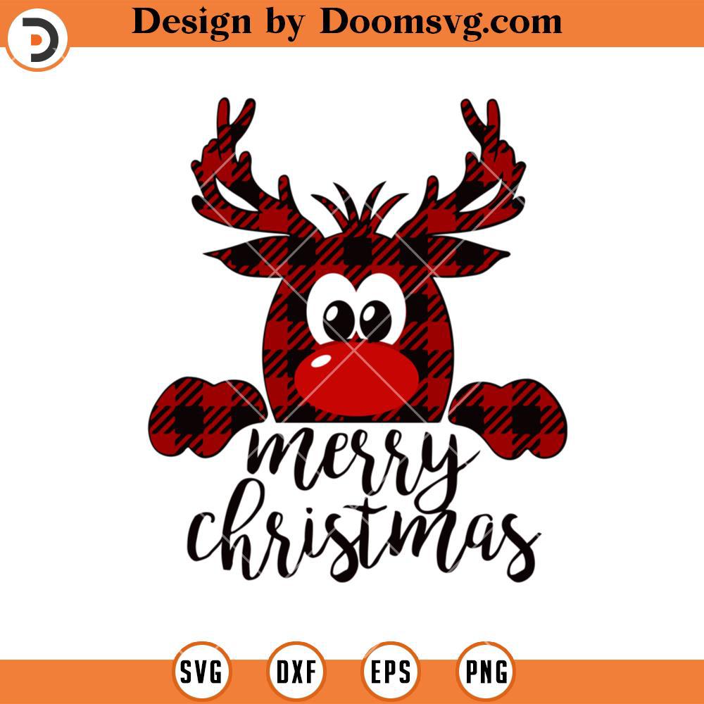 Buffalo Plaid Reindeer SVG, Christmas Reindeer SVG - Doomsvg