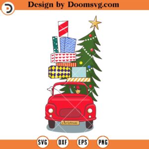 Car With Gifts And Christmas Tree SVG, Merry Christmas SVG