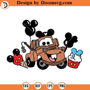 Cars Pixar SVG, Tow Mater Disneyland Snacks SVG