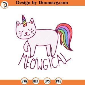 Cat Unicorn SVG, Rainbow SVG, Colorful Cat SVG