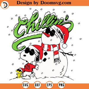 Chillin Snowman And Snoopy Santa SVG, Funny Christmas Snoopy SVG