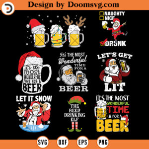 Christmas Beer Bundle SVG, Drinking Beer SVG, Christmas SVG