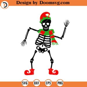 Christmas Skeleton SVG, Elf Skeleton SVG, Christmas Skeleton Elf SVG