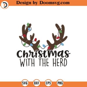 Christmas With The Herd SVG, The Deerhorn With Christmas Light SVG