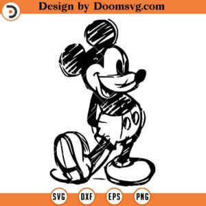 Classic Mickey SVG, Retro Mickey SVG, Mickey Sketch Silhouette