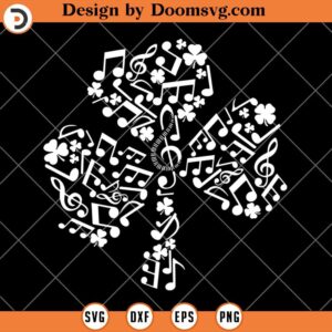 Clover Made Of Music Note SVG, Clover Silhouette SVG