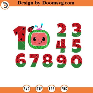 Cocomelon Birthday Number For Kids SVG, Kid Cartoon Number Font SVG