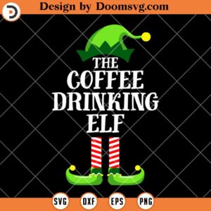 Coffee Drinking Elf SVG, Christmas Coffee SVG