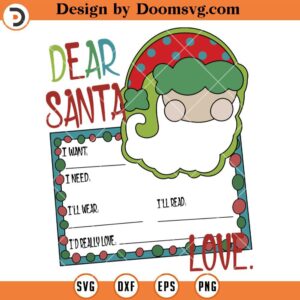 Dear Santa With Love SVG, Kid Christmas Gift SVG